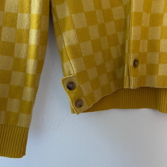 Bode - Yellow Duotone Checkerboard Cardigan - Picture 5 of 5